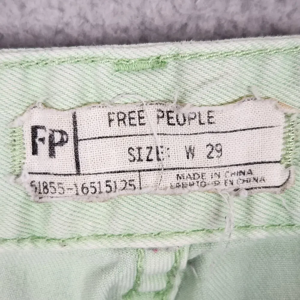 FREE PEOPLE Jeans Womens Size 29 Green Mint Ankle Zip Skinny Denim Pockets